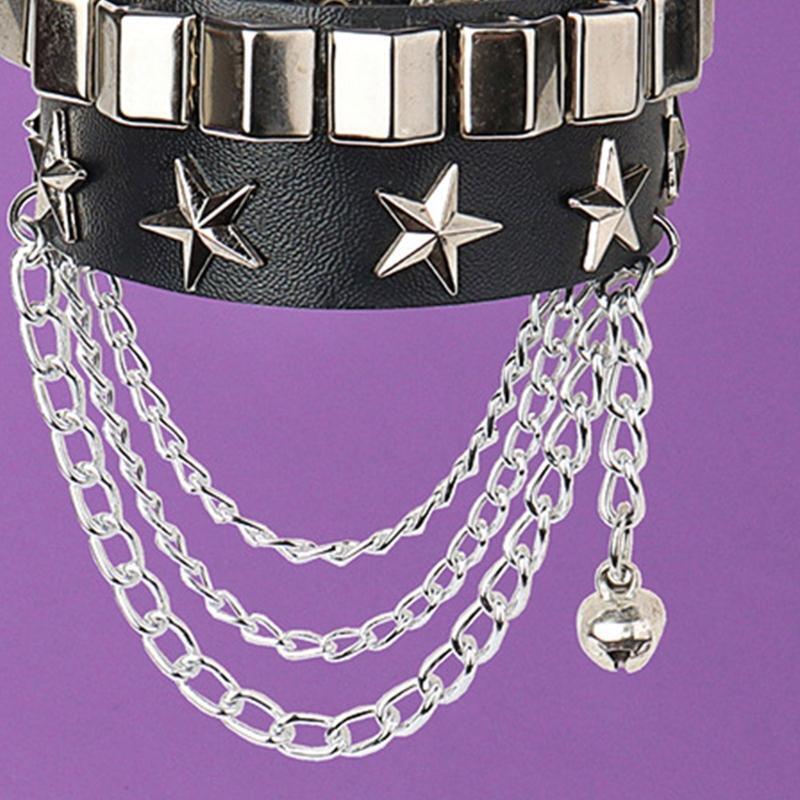 Gothic Rive Buckle Gothic Bracelet PU Leather Bracelet Spikes for Men Woman