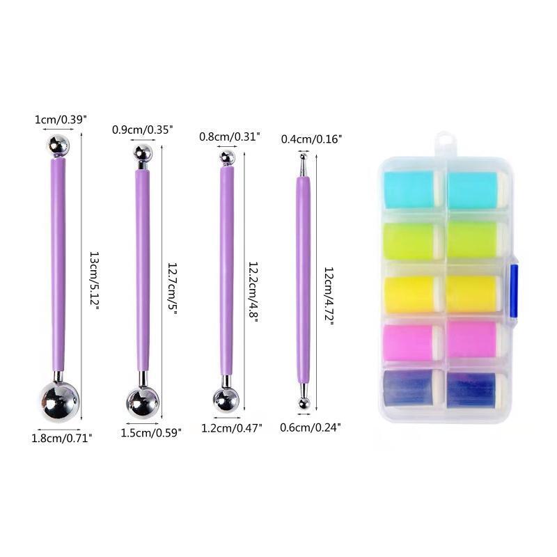 15pcs/set Double-Ended Clay Ball Dotting Tool Finger Sponge Daubers for Painting