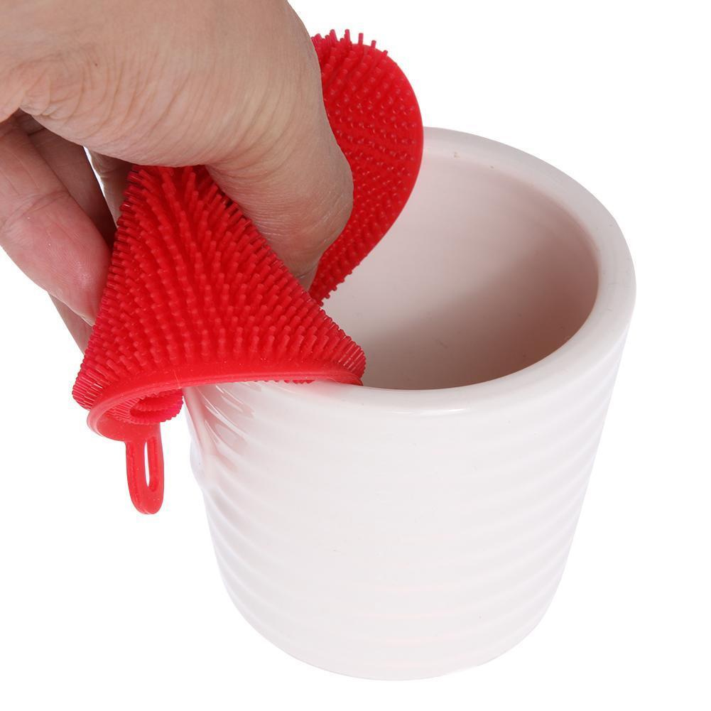 Silicone Dish Washing Brush Household Pot Pan Bowl Cleaning Tools (Red)