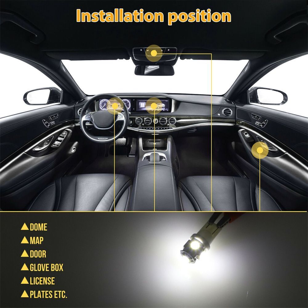Map Dome Door Car Interior Light Inside Bulb Kit Combo LED License Plate Lamp