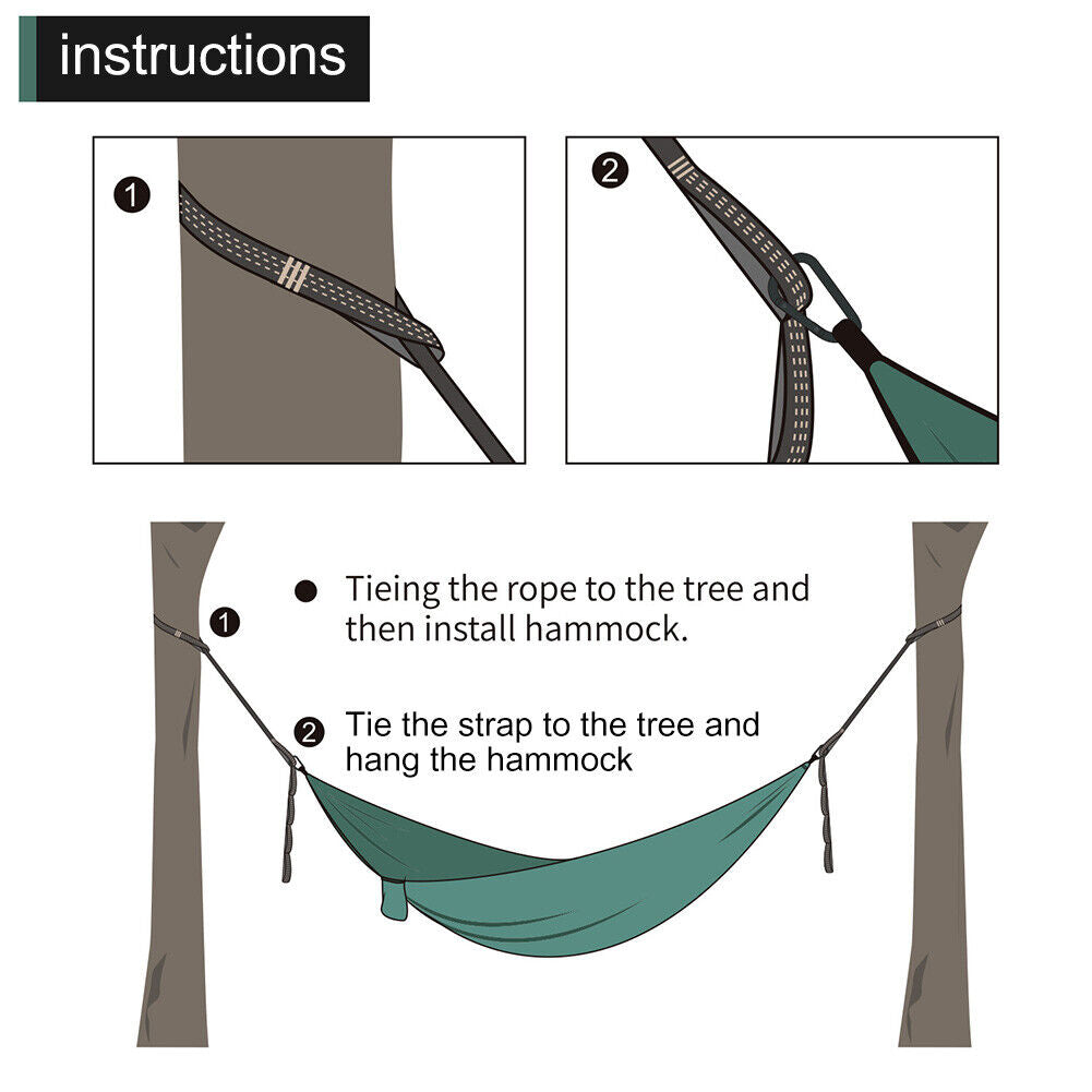 2pcs Hammock Strap Outdoor Camping Tree Hanging Load Bearing Rope (Orange)