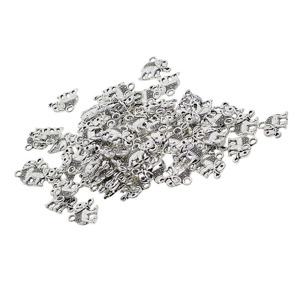 50x Elephant Shape Alloy Pendants Charms for DIY Bracelet Necklace Earrings