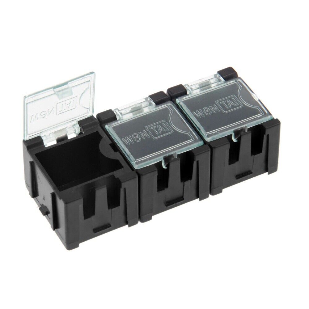 10X Plastic Black Electronic Components SMT SMD Storage Boxes Organizer Case Box