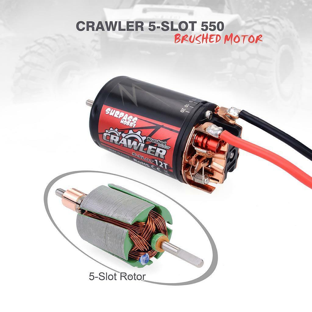 7.4 2S Lipo 5-Slot 12T 550 Brushed Motor :10 Scale RC Crawler Car