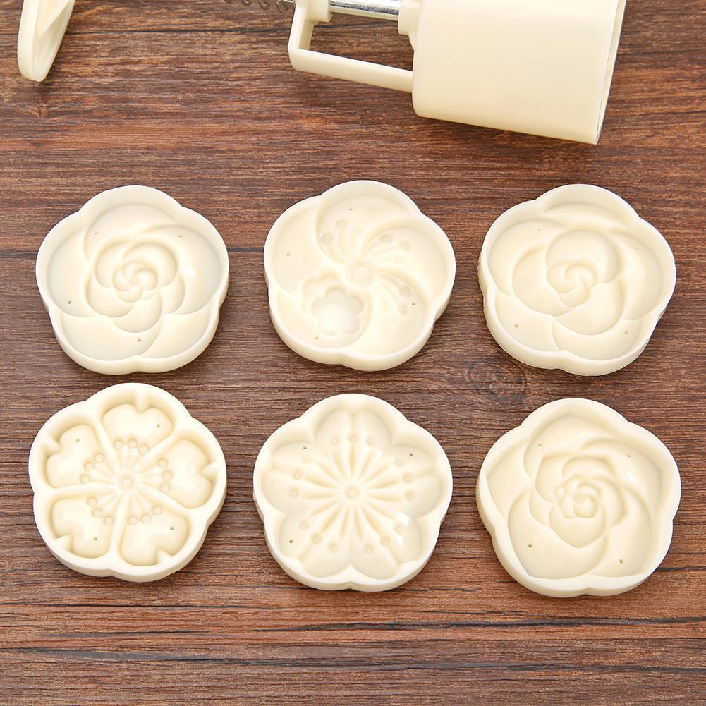 Mooncake Mold Cake Flowers Print Hand Press Mid-autumn Festival Baking Tool