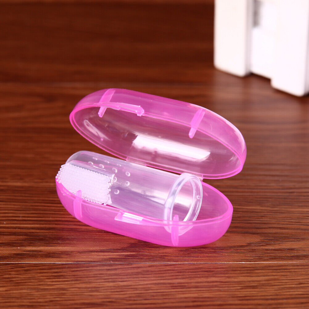 Pet Finger Toothbrush Silicone Dog Tooth Cleaner Cat Teeth Cleaning(Pink)