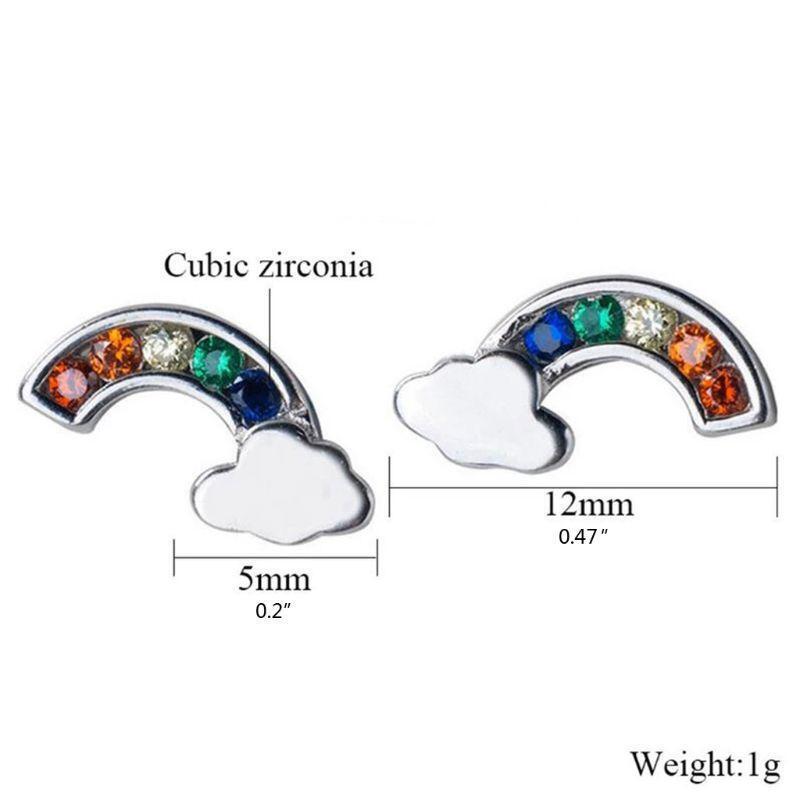 1 Pair Colorful Rainbow Clouds Stud Earrings For Women Girl Kids Fashion Jewelry