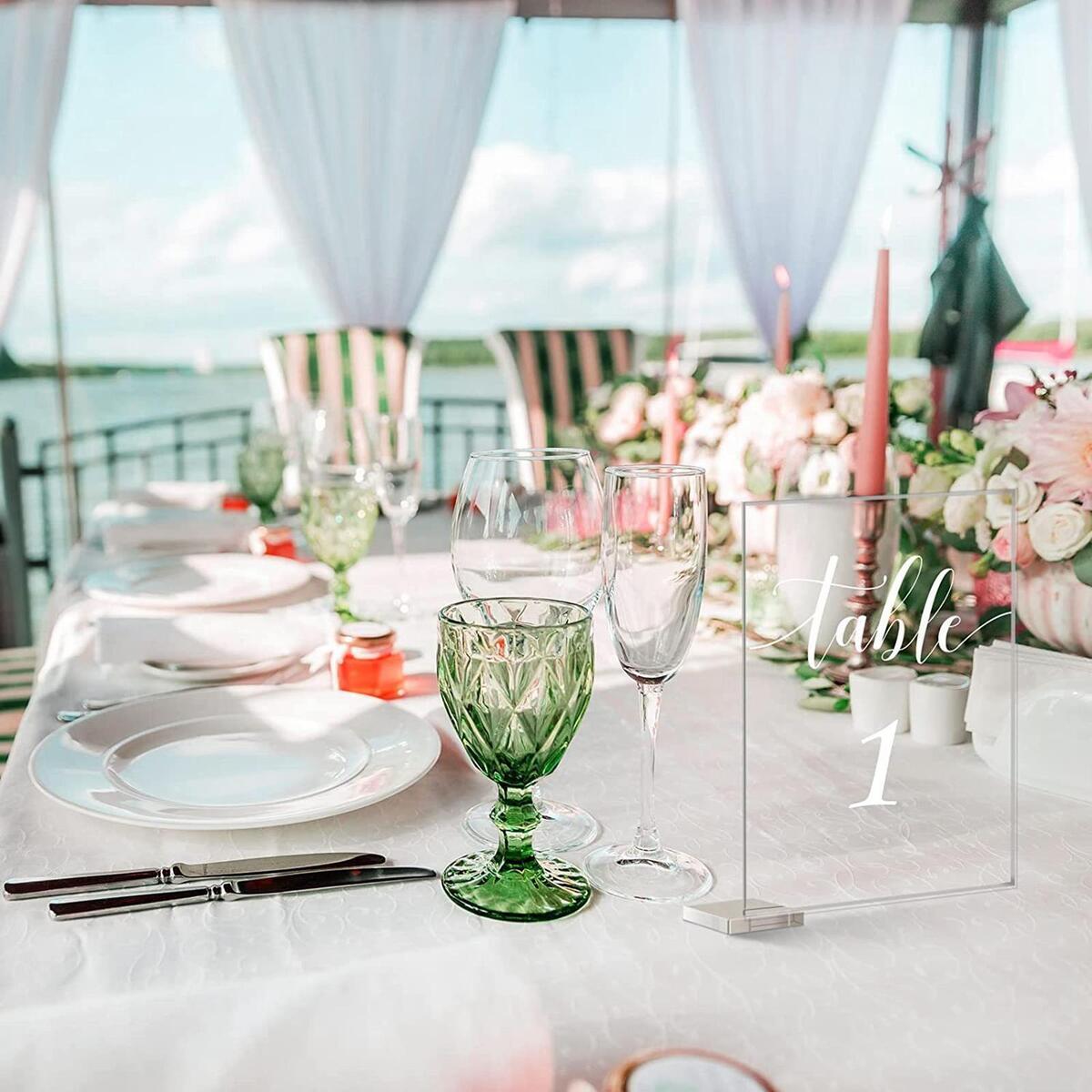10Pcs Acrylic Place Cards Holder Blank Card DIY for Wedding Decoration