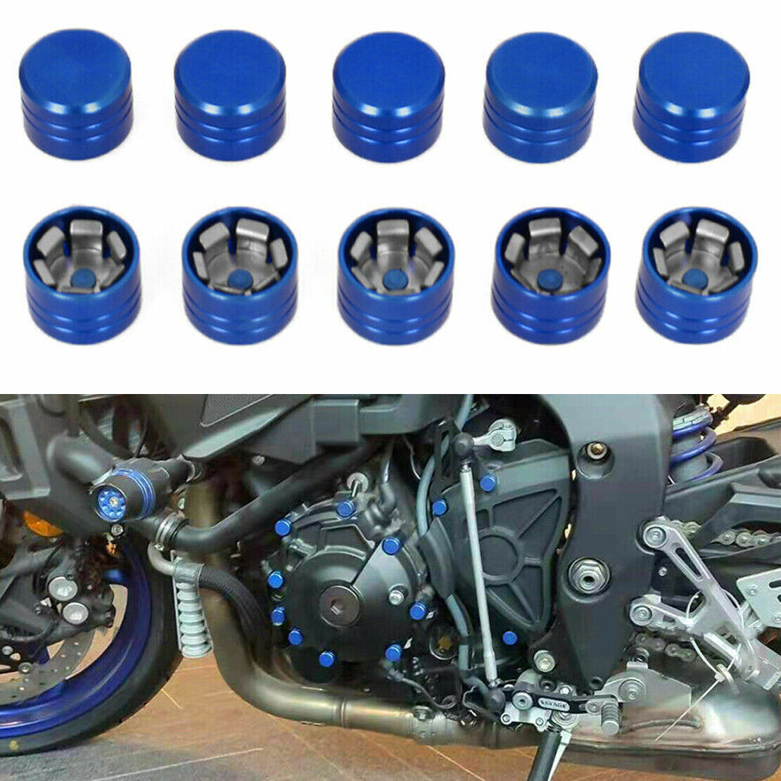 10x Engine Bolt Caps Cover Fit for YAMAHA MT-07/09 Tracer/GT FJ-09 FZ-10 FZ-09