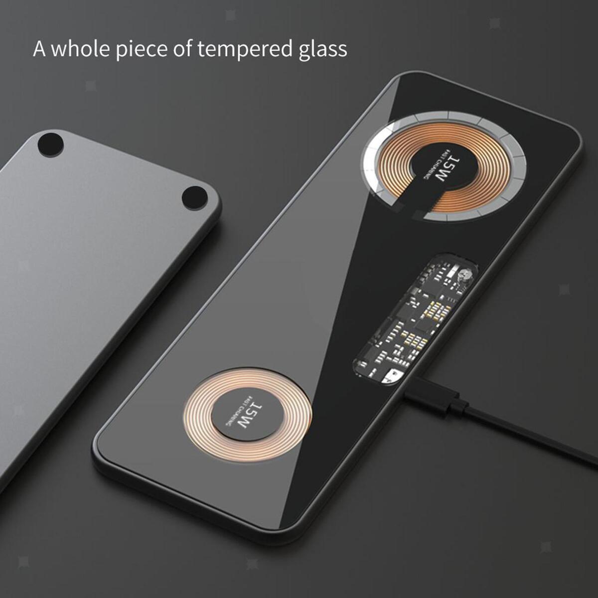 Dual 15W Wireless Charger Stand Fits Mobile Phone Earphones Professional