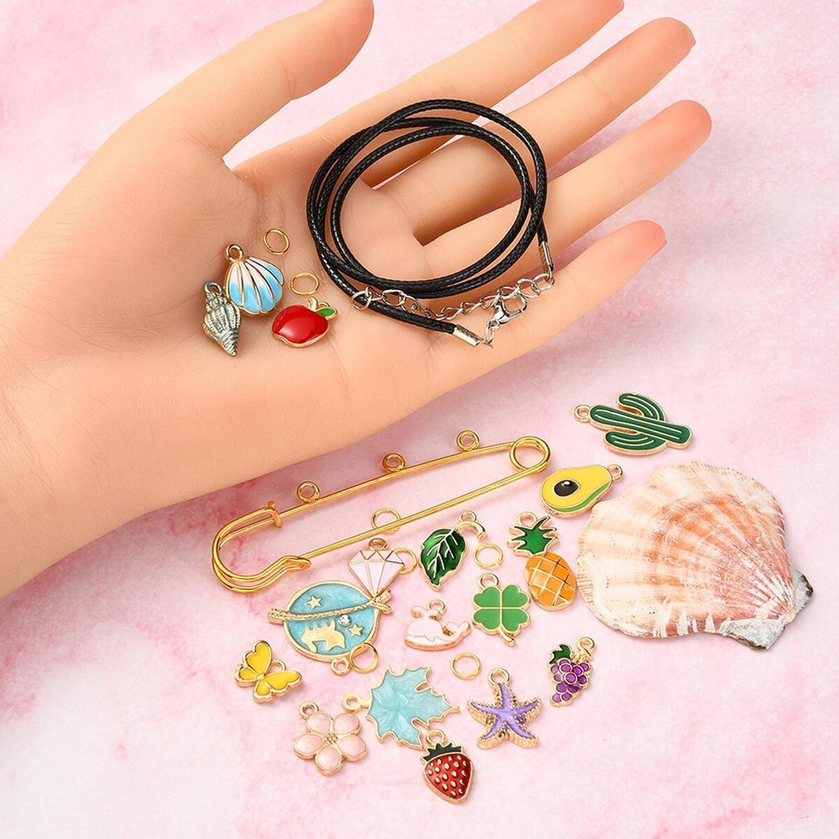 30Pcs Metal Charms Pendants Kit Jewelry Making Craft DIY Findings Keychain