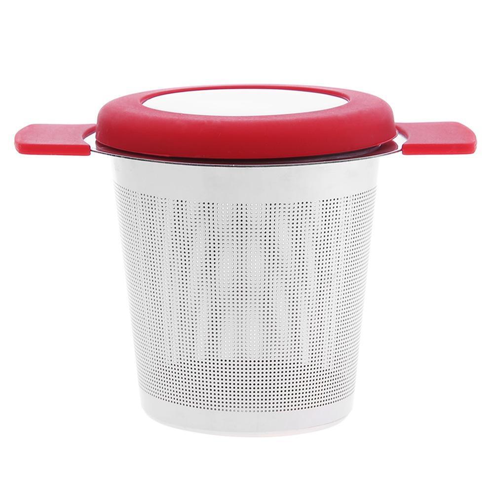 Stainless Steel Tea Strainers Infuser Steeping Loose Leaf Tea Filter(Red)