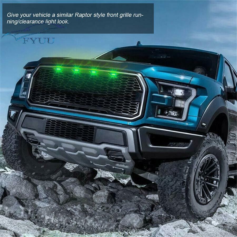 4x Raptor Style Smoked Lens RGB LED Front Grille Light APP Control For F150 F250