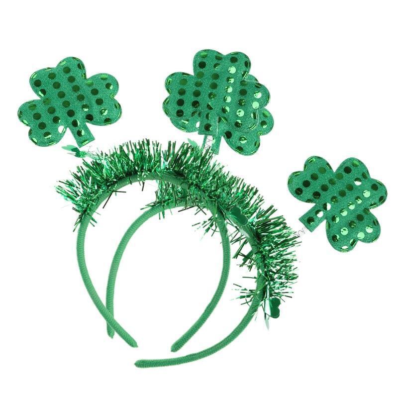 Saint Patrick's Day Hairband Glitter Shamrock Headband Head Bopper Photo Props