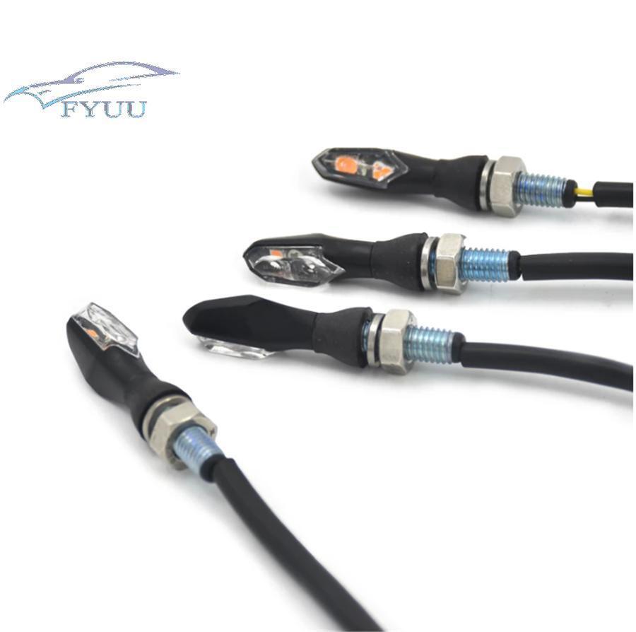 4 Pcs Mini Aluminum 12V Motorcycle General LED Turn Signal Light Indicator Lamps
