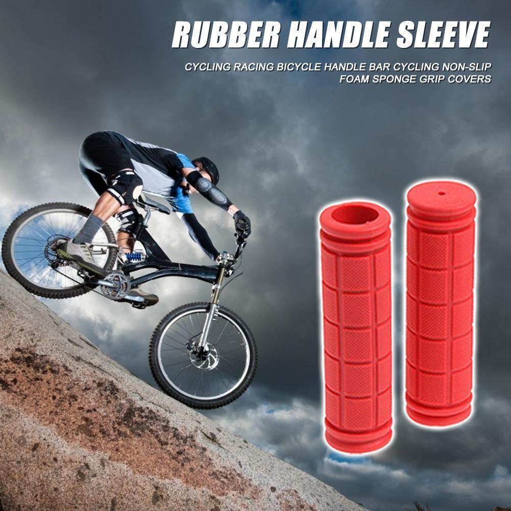 2x Rubber Bike Handlebar Grips Anti-Skid Fixed Gear Bicycle Grips (Red)