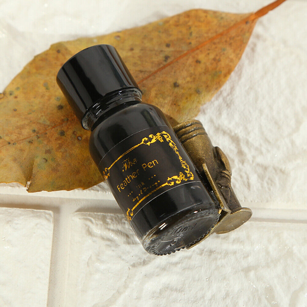 Feather Writing Quill Pen Ink Bottle Set Collection Calligraphy Stationery
