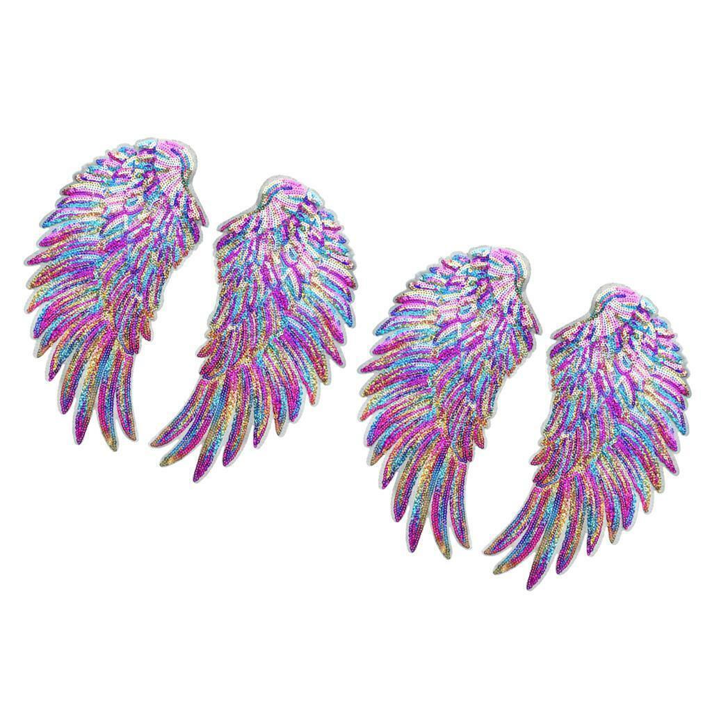 4 Colorful Angel  Sequin Patches Shiny Applique Jackets Bags Decor