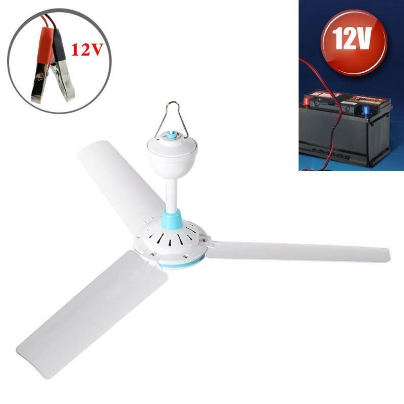 50cm 12V Ceiling Fan Air Cooler Hanging Fan for Camping Outdoor Tent Home Bed