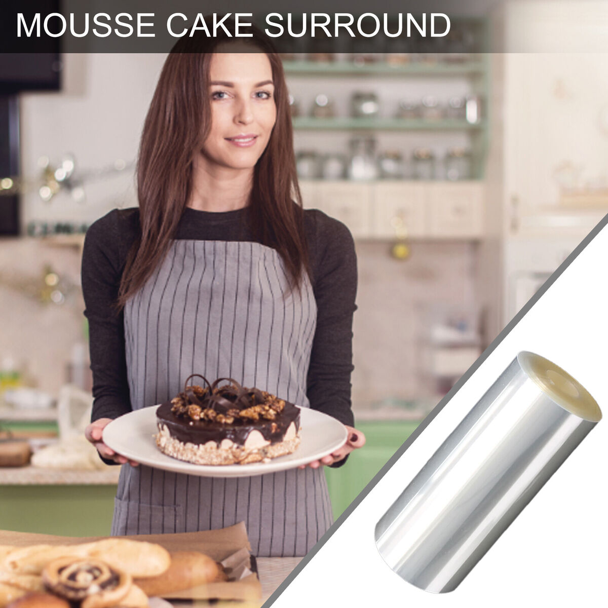 Cake Collars Transparent Cake Rolls Acetate Sheets for Mousse (4.72in)