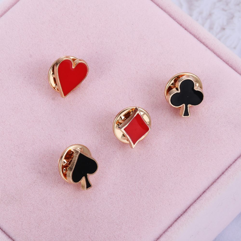 Accessories Poker Shaped Club Alloy Badges Brooches Collar Pins Boutonniere