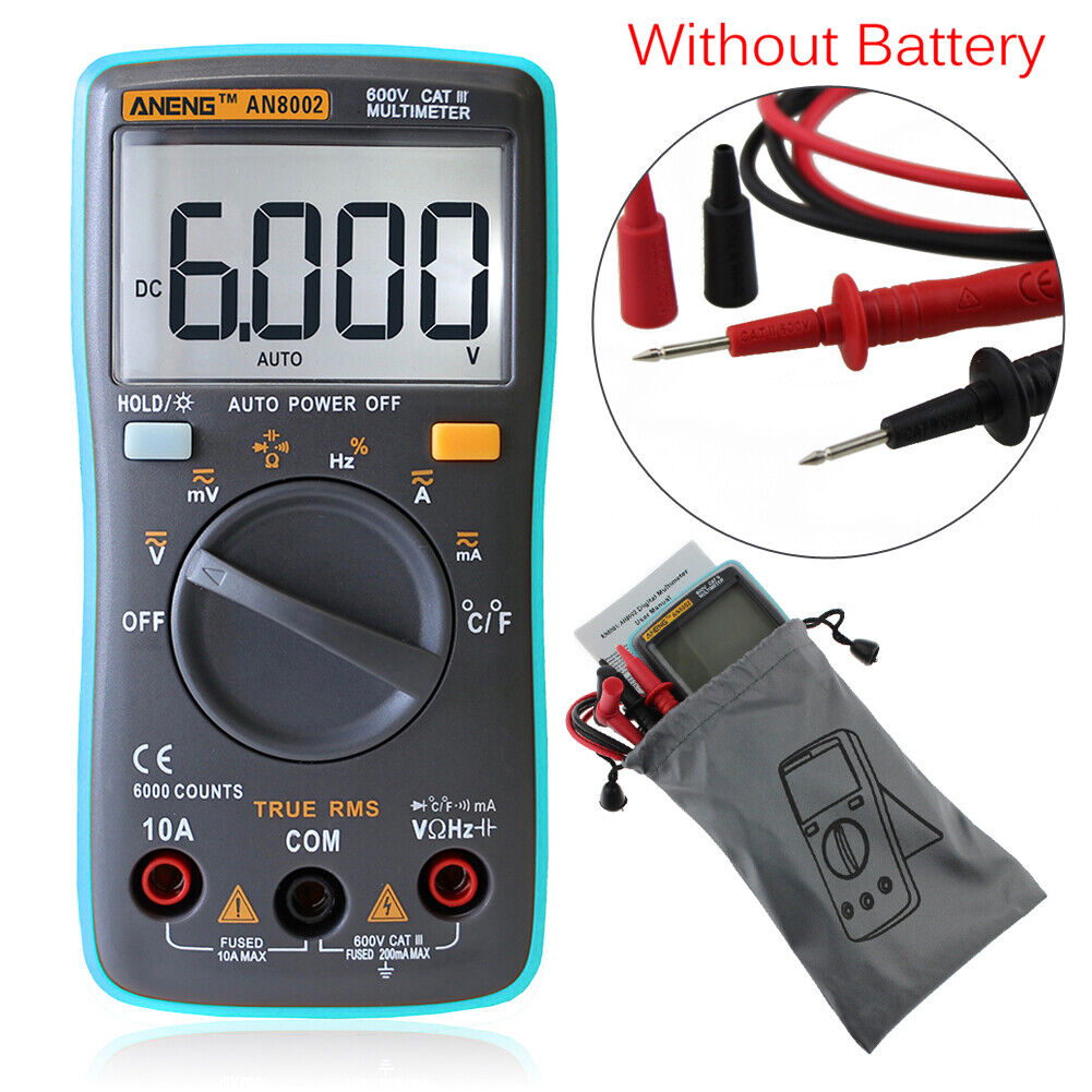 ANENG Digital Multimeter 6000Counts Backlight AC/DC Ohm Ammeter Temperature