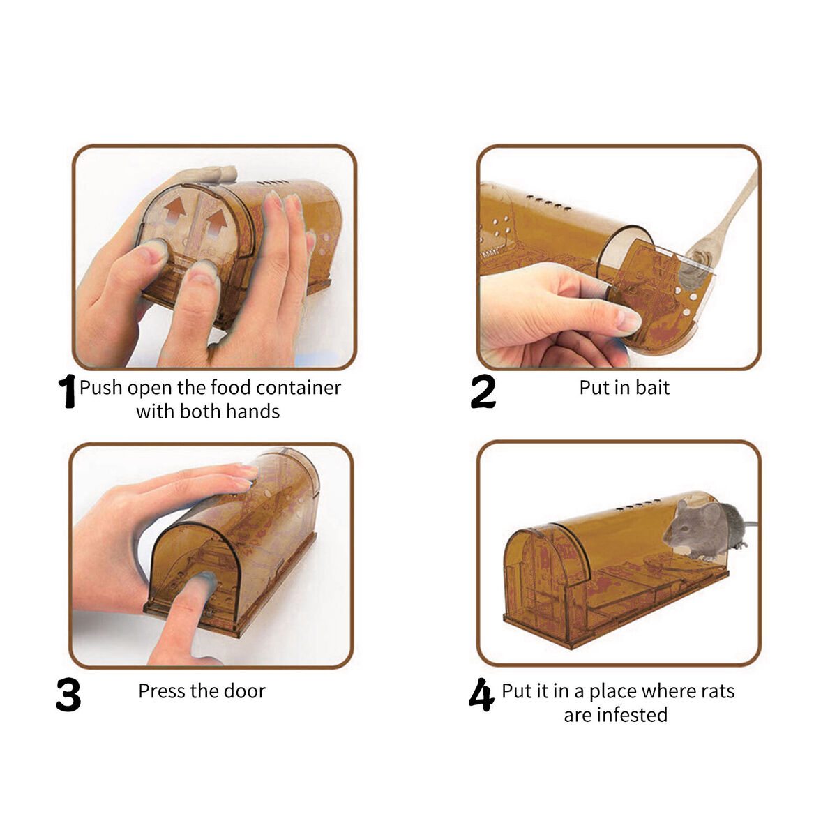 Humane Mouse Trap Rodent Rat Control 7 inch Hurtless Mousetrap (Pack of 2)