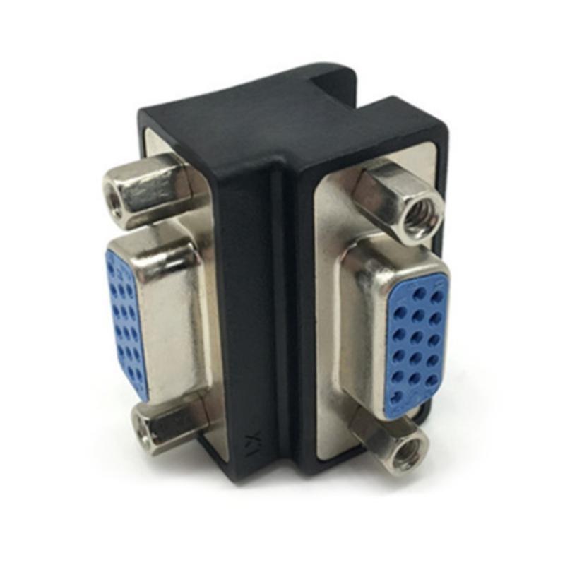 Black Right Angle VGA 15 Female to 15 Female 90° Adapter More Convenient