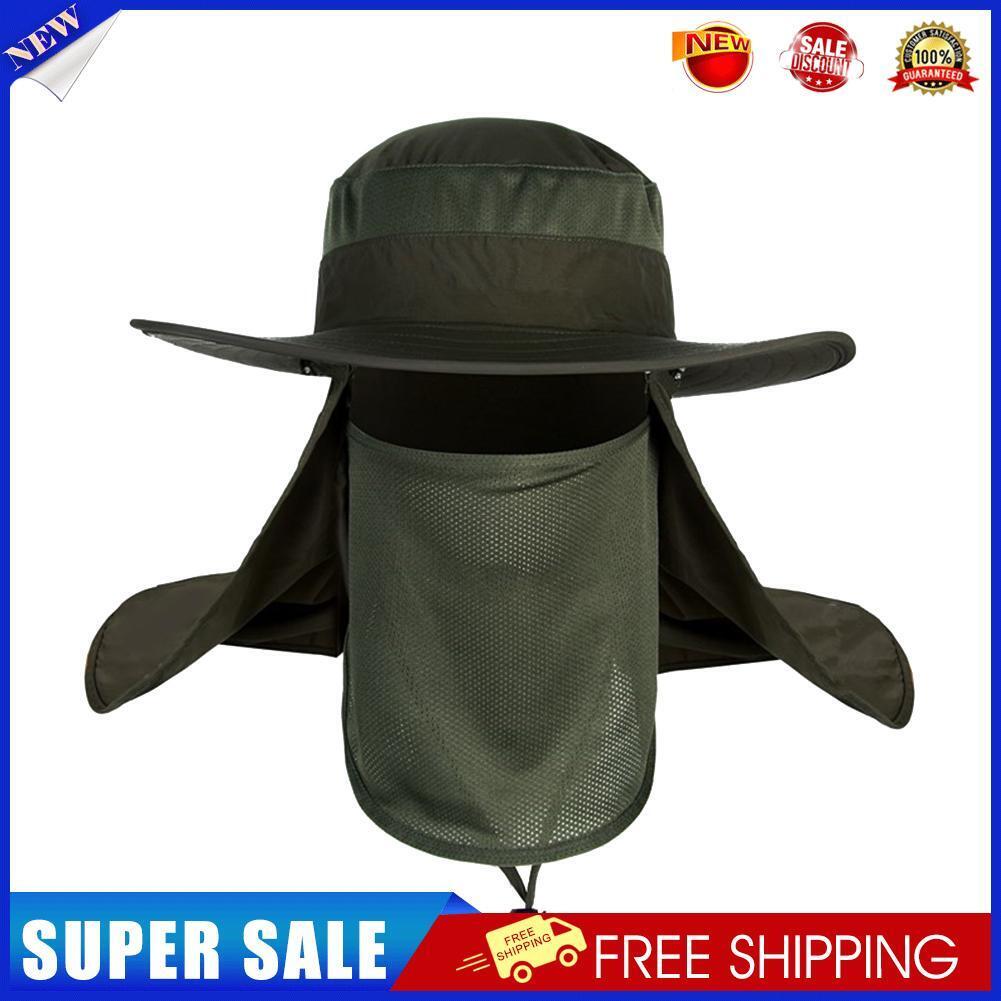 UV Protection Fisherman Hat Sun Visor Cap for Fishing Camping (Army Green)