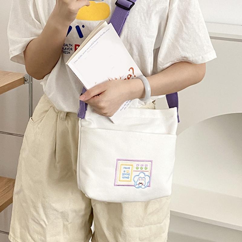 Cartoon Printed Messenger Bag Small Canvas Shoulder Bag Crossbody Bag for Girls