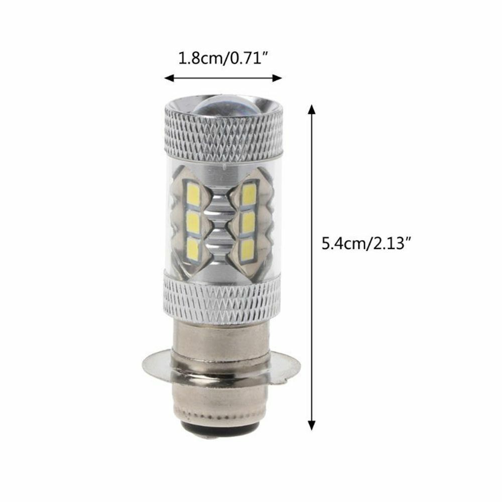 1Pc Practical Bulb Bright LED White 12V 16SMD 80W H6 P15D Motorcycle Headlight