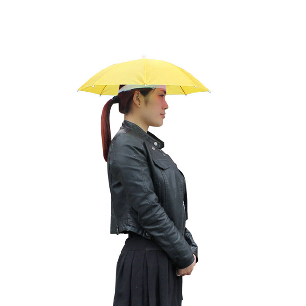 Fishing Umbrella Hat Foldable Outdoor Sun Shade Waterproof Cap (Yellow)