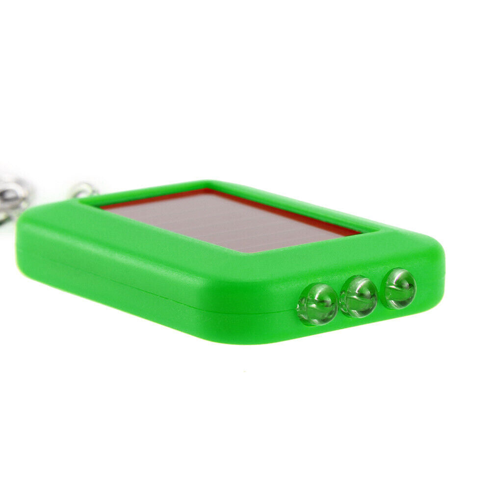 Mini Portable Solar 3 LED Light Keychain Camping Torch Flashlight (Green)