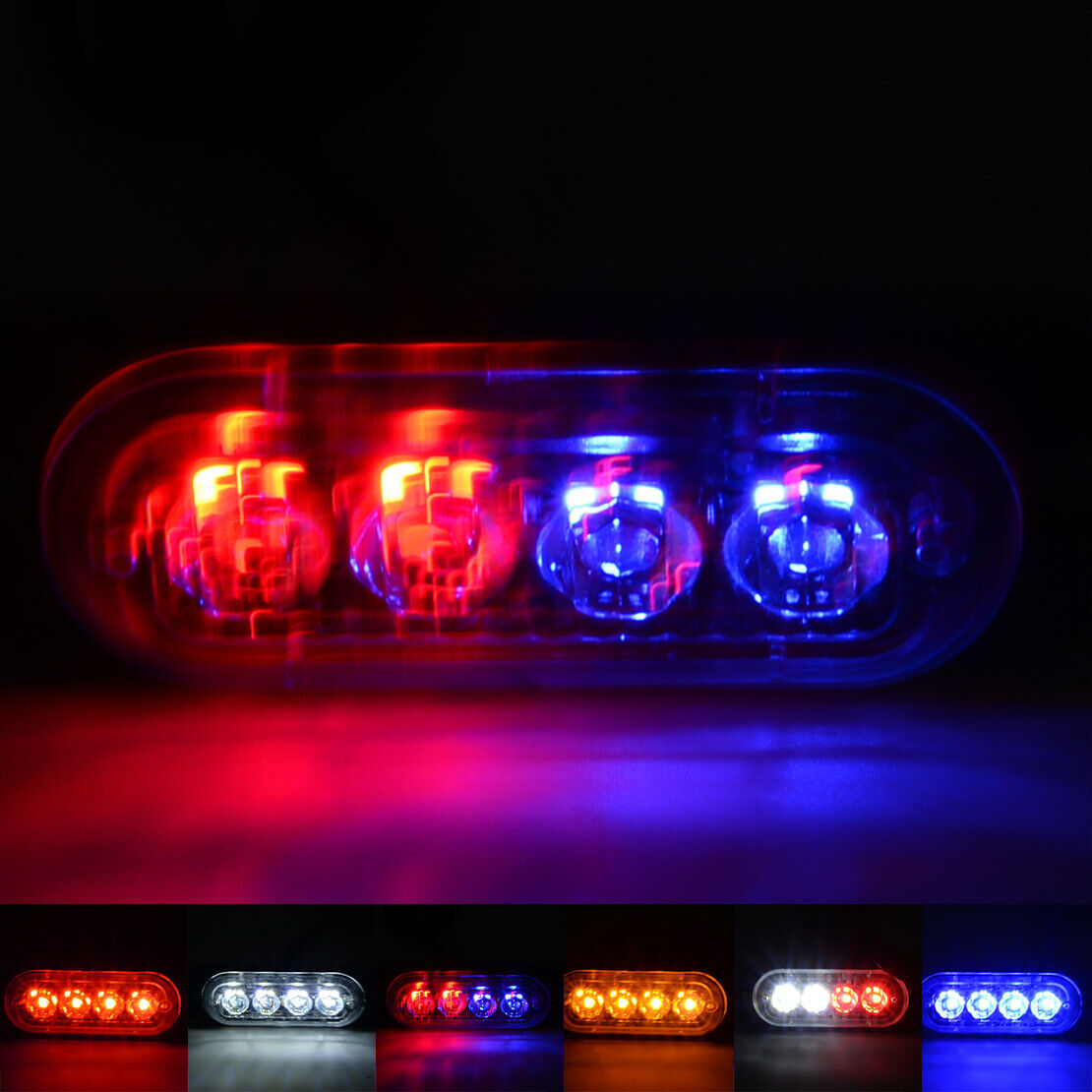 4-LED Flashing Recovery Strobe Car Emergency Light Grill Breakdown 12V-24V Li