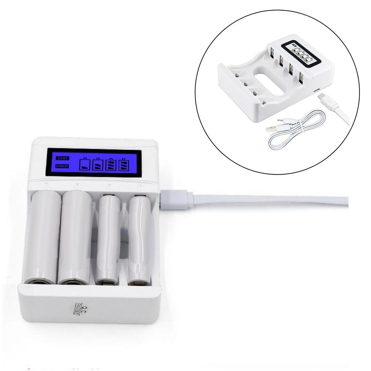 4 Slots Battery Charger, for AA -Mh Rechargeable Batteries Remote Controller