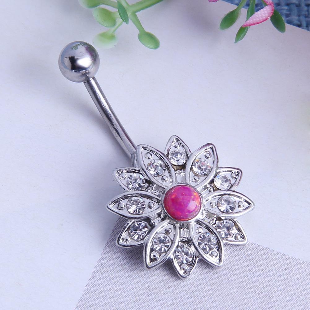 Elegant Natural Body Piercing Jewelry Opal Crystal Flower Navel Nail(OP23)