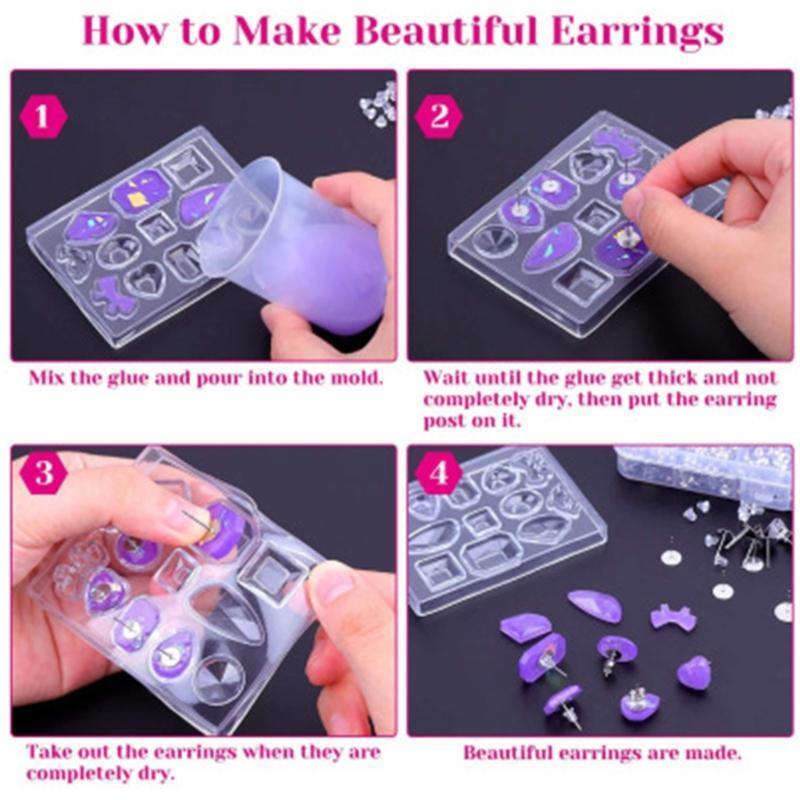 1800Pcs Jewelry Earring Making Supplies with Alloy Earring Posts Earring Backs