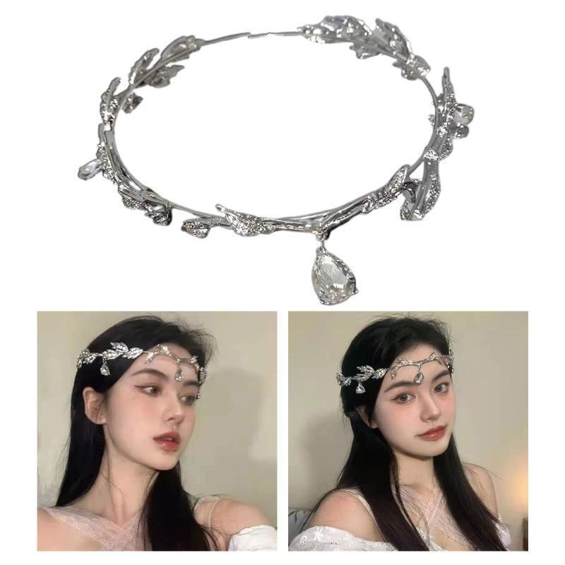 Girl Hair Ornament Forehead Chain Face Water Drop Tassel Rhinestone Headdress