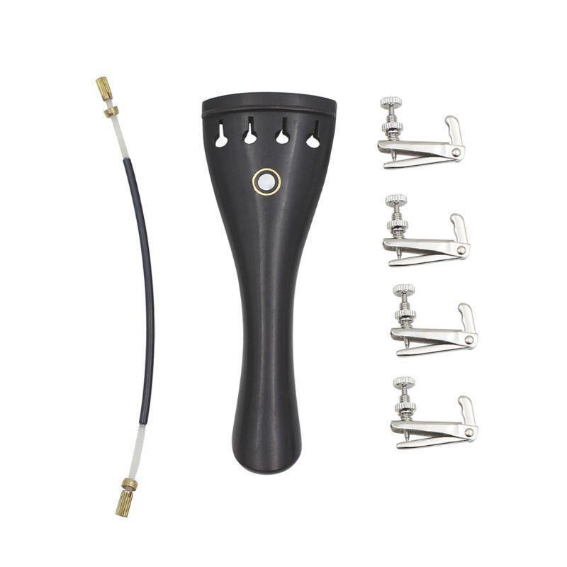 Violin Tailpiece, 3 in 1 Ebony Tailpiece with Rope Fine Tuners Kits for Violin