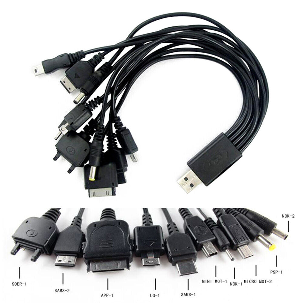 10 in 1 USB Charging Cable Universal Mobile Phone Multi-Function Power Cord
