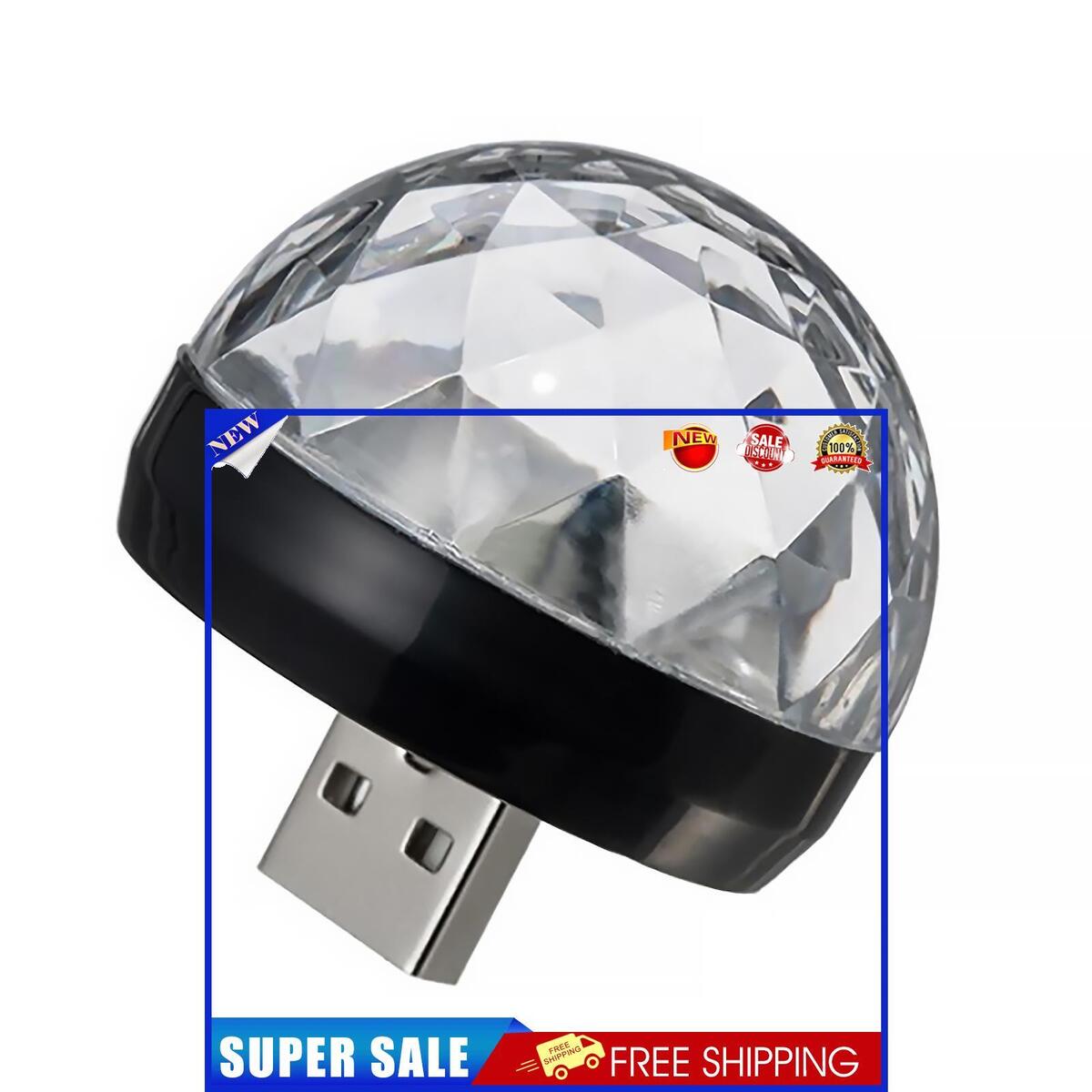 Mini USB Disco Light Sound Activated LED Magic Disco Ball Lamps (Black)