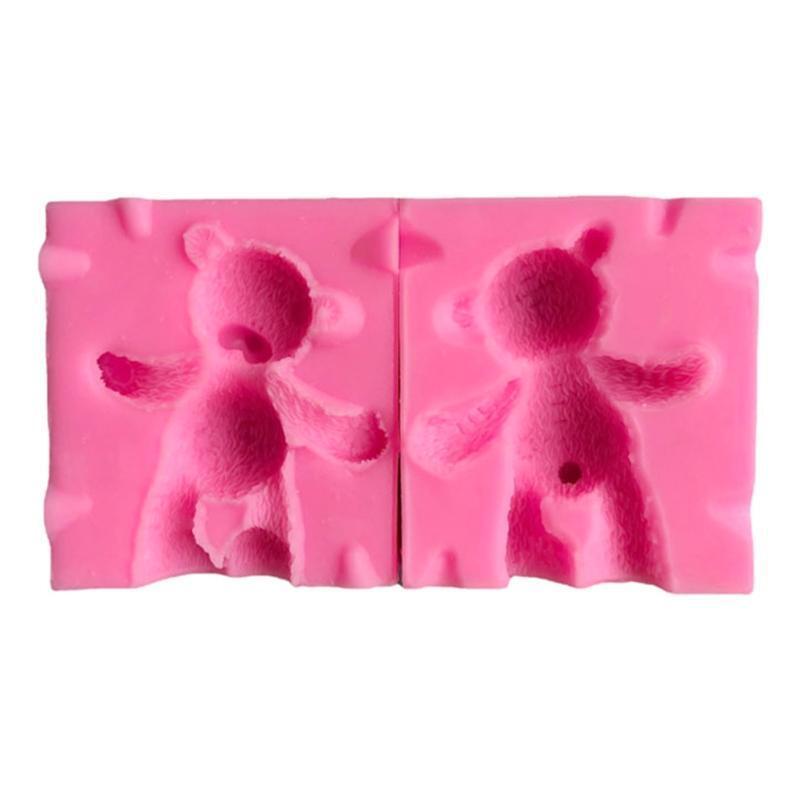2pcs DIY Candle Mold Cute Bear Shape Cake Chocolate Clay Soap Decorating Crafts