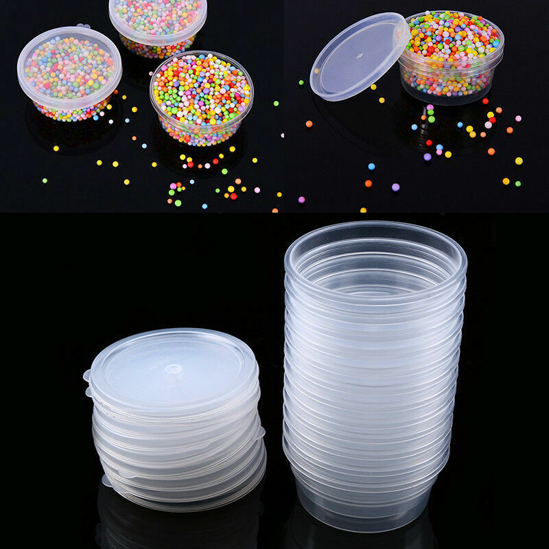 Round Food Containers Plastic Clear Storage Tubs with Lids Deli Pots Sauce Dip