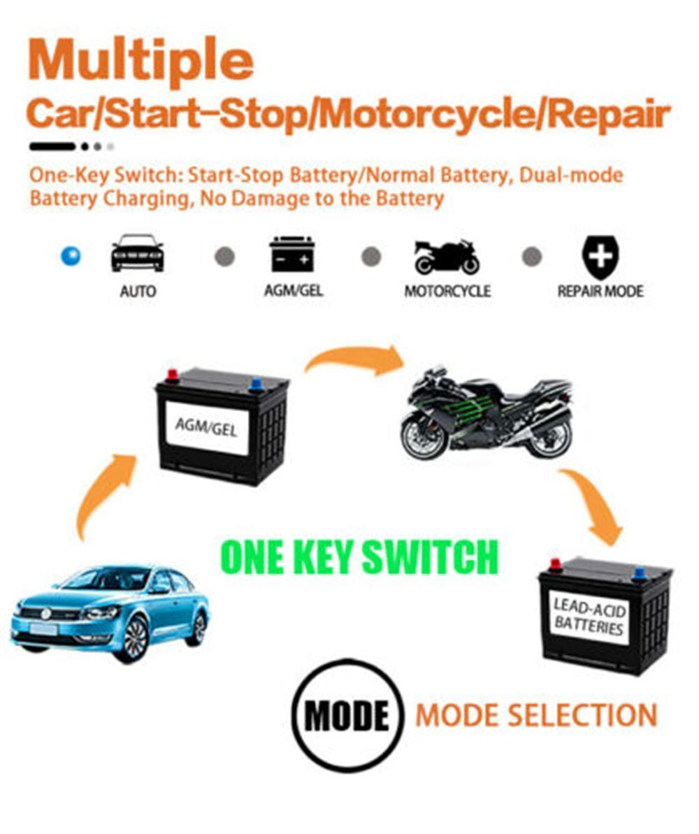 AGM/GEL Fast Charging Automatic Jump Starter Pulse Repair Car Battery Charger