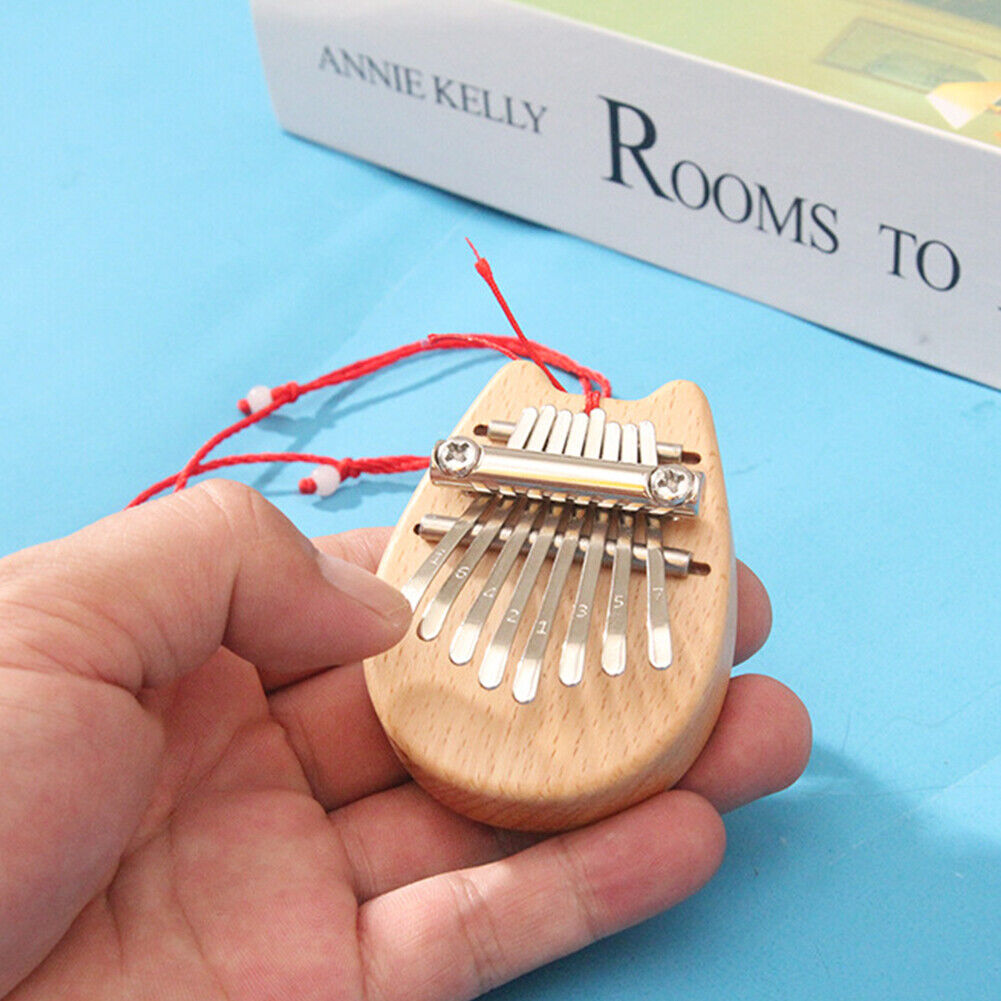 Mini 8 Keys Kalimba Mahogany Thumb Piano w/ Lanyard Percussion Instrument