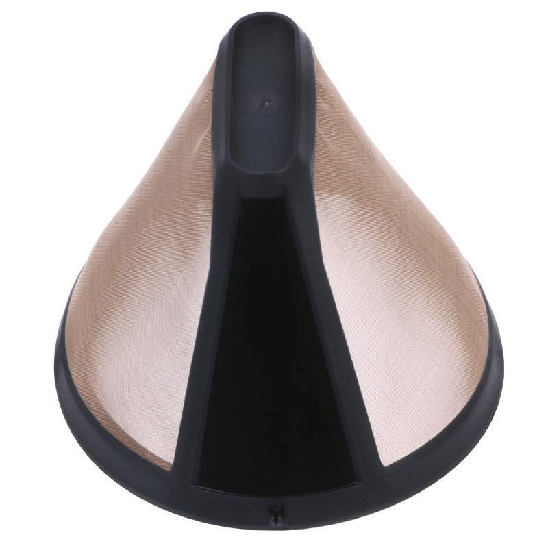 Stainless Steel Cone Shaped Permanent Coffee Filter Handles Washable Cafe Tools