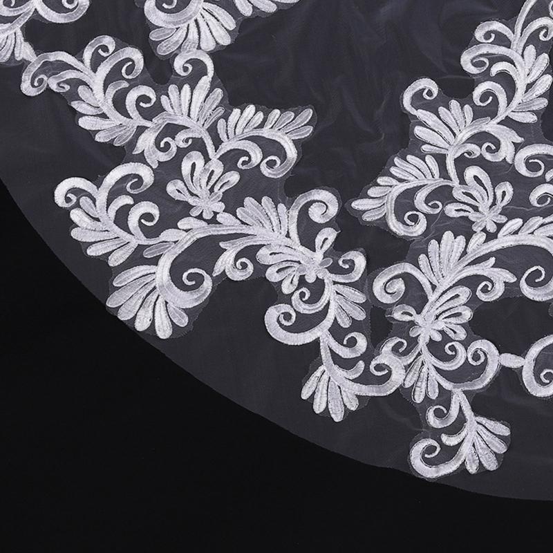 Bridal Veil 1-Layer Delicate Lace Trim Sheer Tulle Chapel Length 300cm White