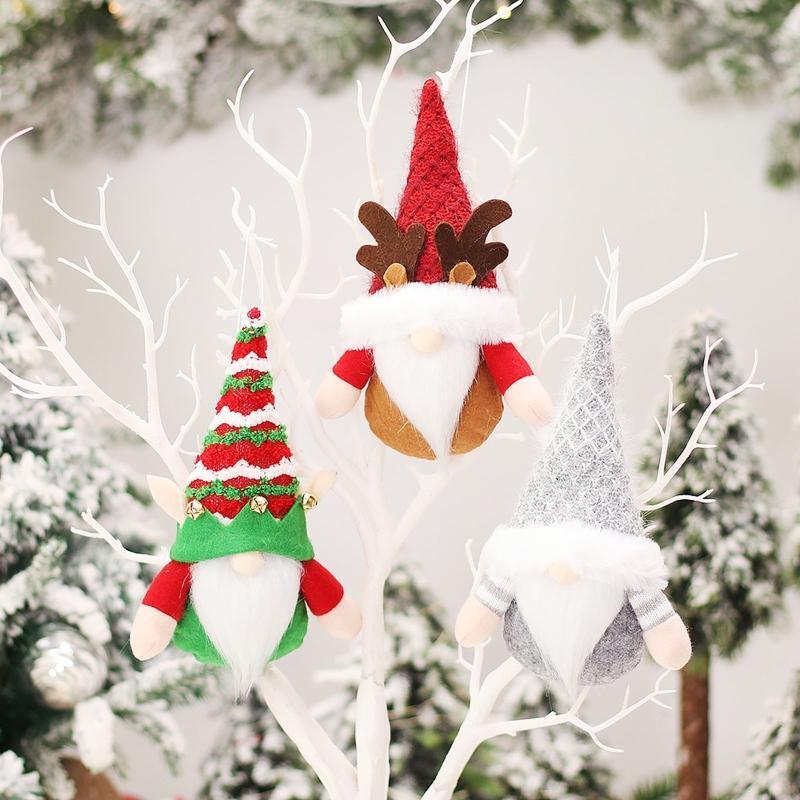 Christmas Hanging Gnome 1 Set Antlers Elf Knitted Hat Decor Present Supplies