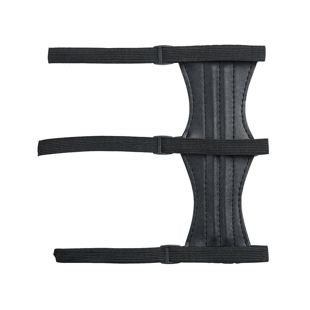 Outdoor Archery Shoting Cow Leather 3 Strap Arm Guard Protection Black