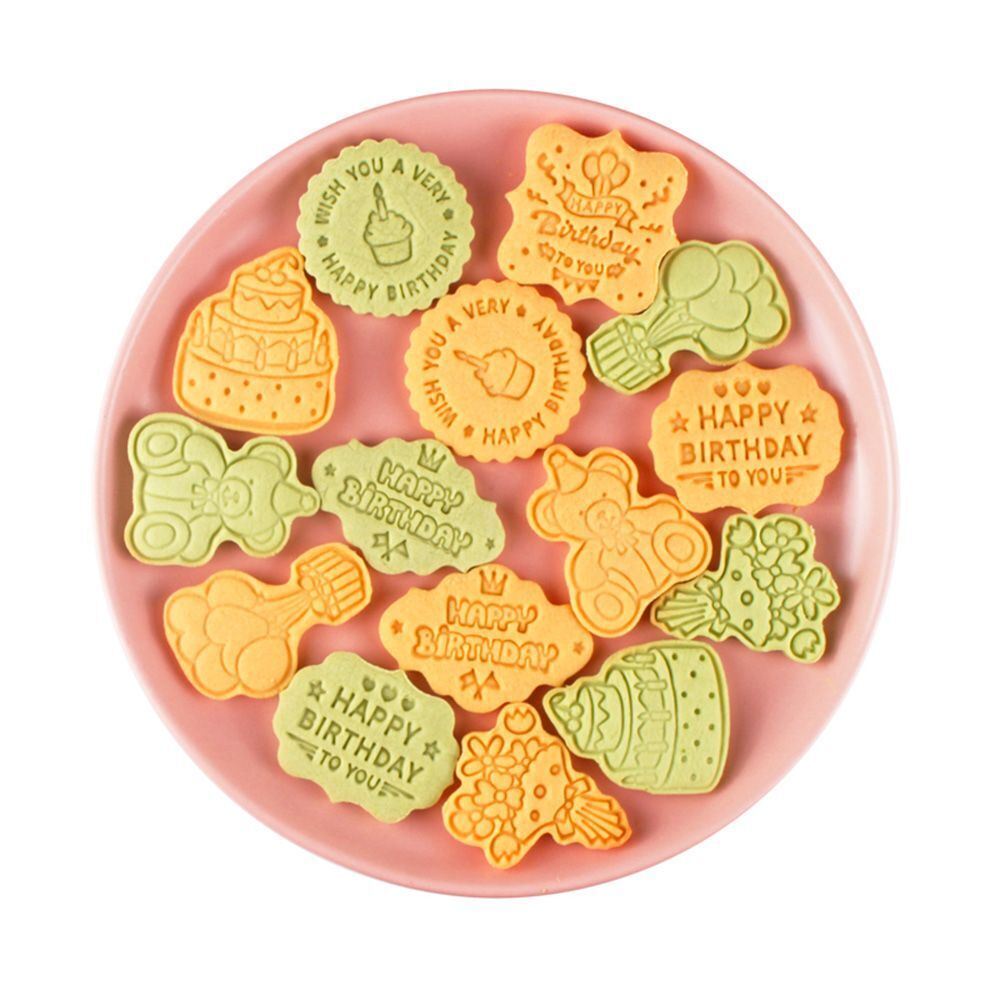 Decor Pressable DIY Biscuit Mold Cookie Cutters Birthday Theme Baking Tools